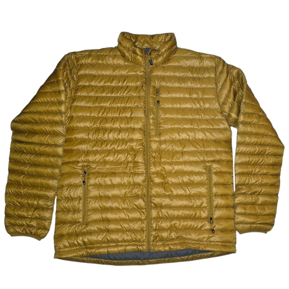 Men's Eastern Mountain Sports Puffer Down Jacket XL Gold Yellow Coat